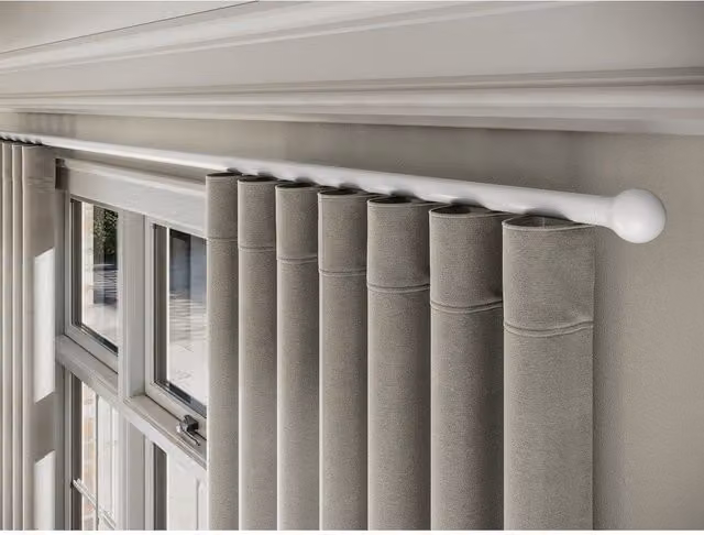New Edge Blinds Styleline 28mm Gliding Curtain Pole Set with Ball End, White, Width: 160 cm
