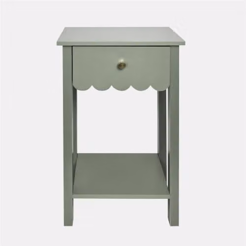 OHS Scallop 1 Drawer Bedside Table and End Table with Open Storage Shelf, Green – 2