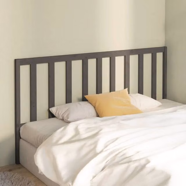 Berkfield Home Beautiful Bed Headboard in Grey Solid Pine Wood, W: 206 cm, D: 4 cm, H: 100 cm – 1