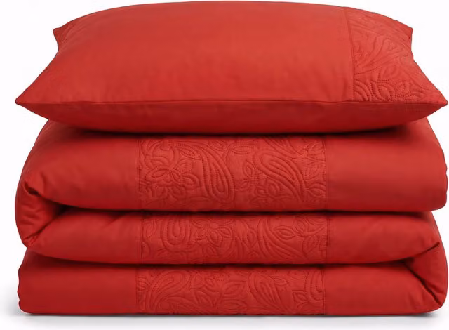 Intimates Elegant Pinsonic Geometric Duvet Cover and Pillowcase Set in Red, Black and Teal, W/D/H: 200 x 220 cm