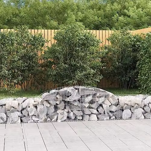 vidaXL Arched Gabion Baskets, 10 Pieces, Galvanised Steel, Silver, W: 300 cm, H: 50 cm, D: 40/60 cm – 2