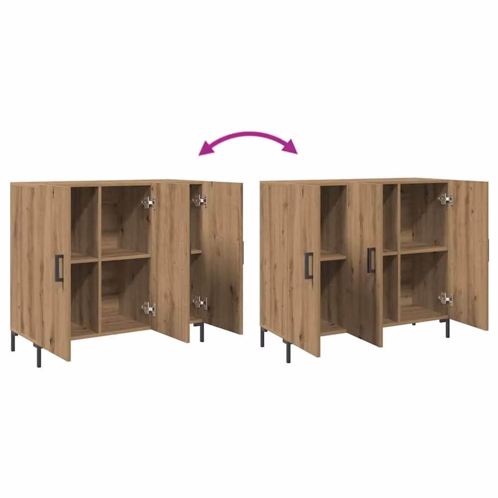 Berkfield Home Artisan Oak Sideboard in Brown, W/D/H: 90 x 34 x 80 cm – 3