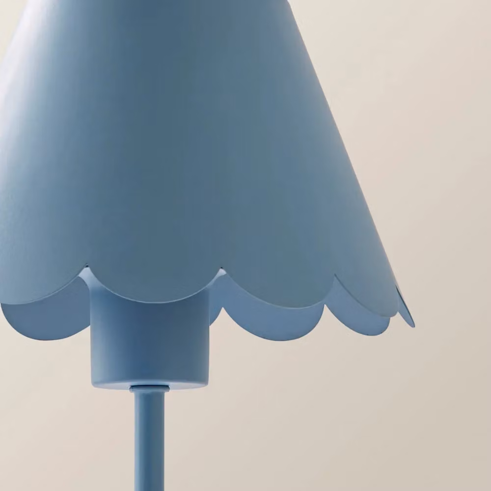ValueLights Hattie Rechargeable Metal Scalloped Edge Portable Table Lamp in Blue – 3