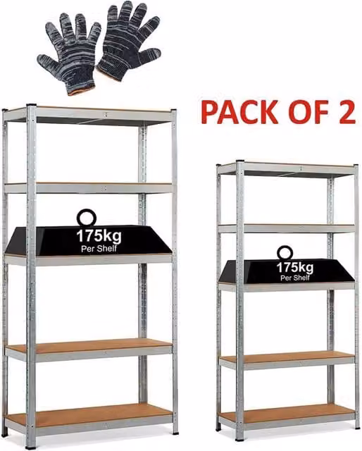 SPETLEK Heavy Duty 5 Tier Industrial Racking Shelf in Silver with Adjustable MDF Shelves