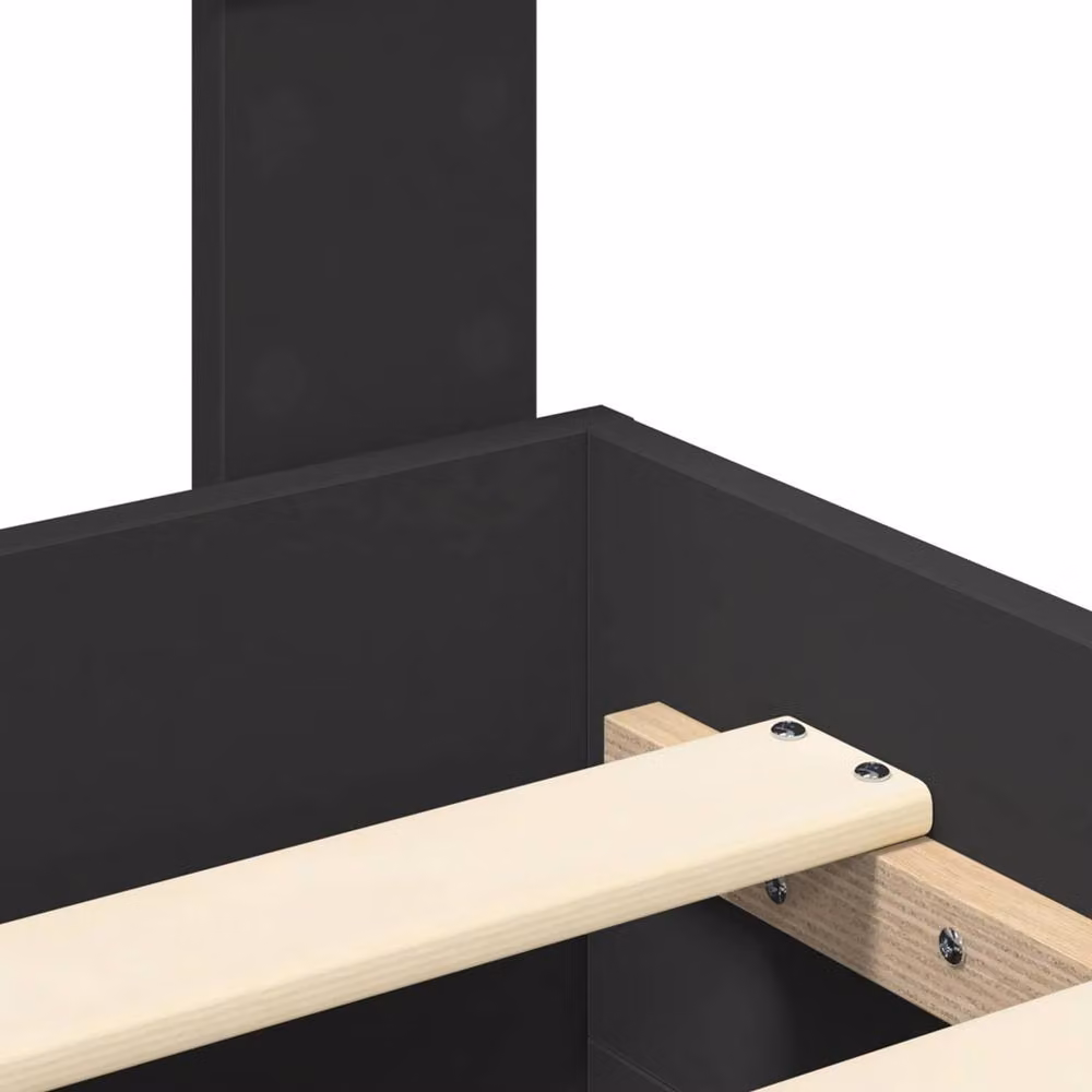 Berkfield Home Modern Bed Frame with Headboard in Black, Engineered Wood, W: 135 cm, L: 190 cm – 4