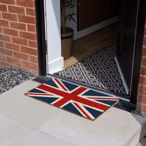 JVL Union Jack Graphic Coir Door Mat with PVC Backing, W: 70 cm, D: 40 cm – 2