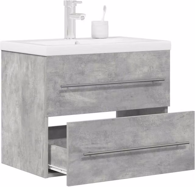 Berkfield Home 2 Piece Modern Bathroom Furniture Set in Grey Matt MDF and Ceramic