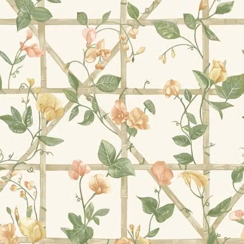 Holden Decor Botany Trailing Floral Trellis Wallpaper in Orange and Cream – 1