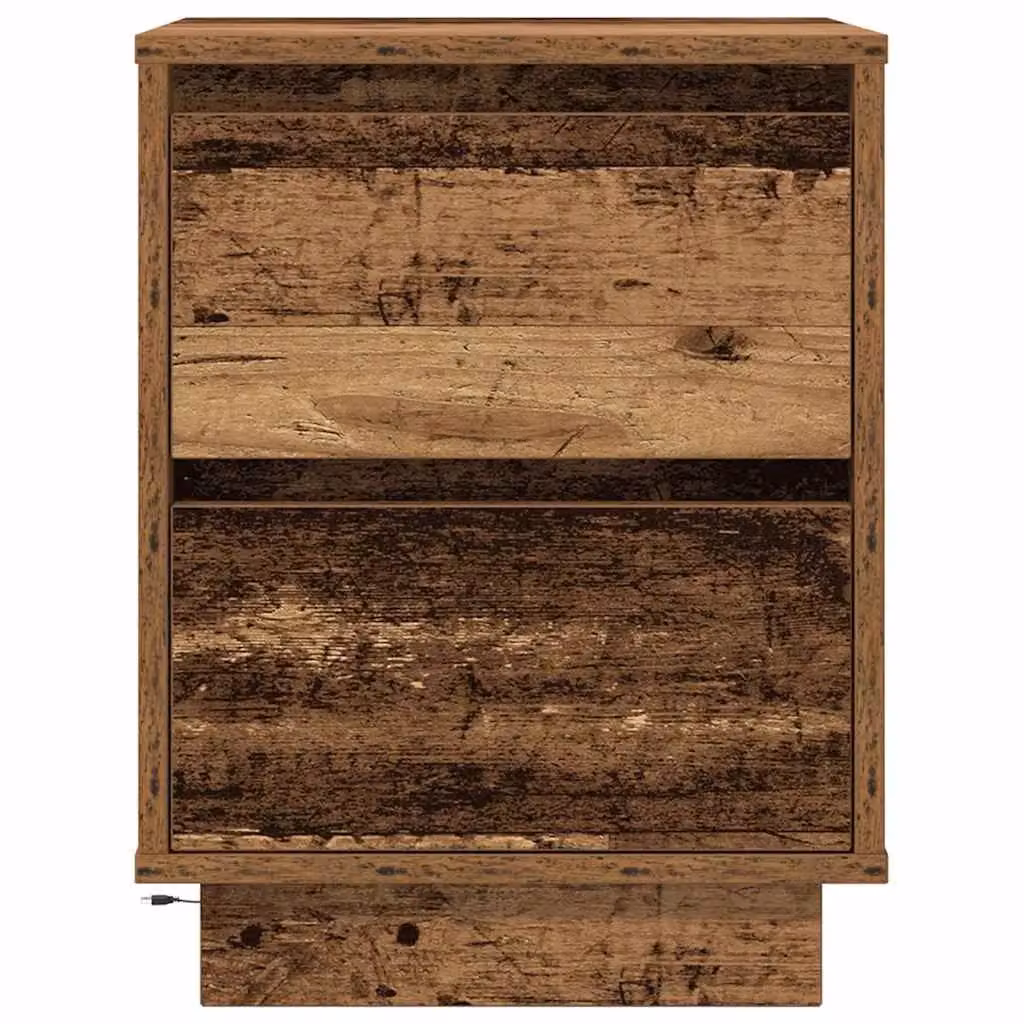 Berkfield Home Bedside Cabinet with Integrated LED Lights in Old Wood, W/D/H: 38 x 34 x 50 cm – 5