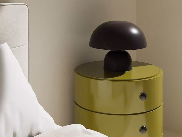 Vente-unique Sidney Mushroom Metal Table Lamp in Black and Gold/Brass, D: 31 cm, H: 25 cm