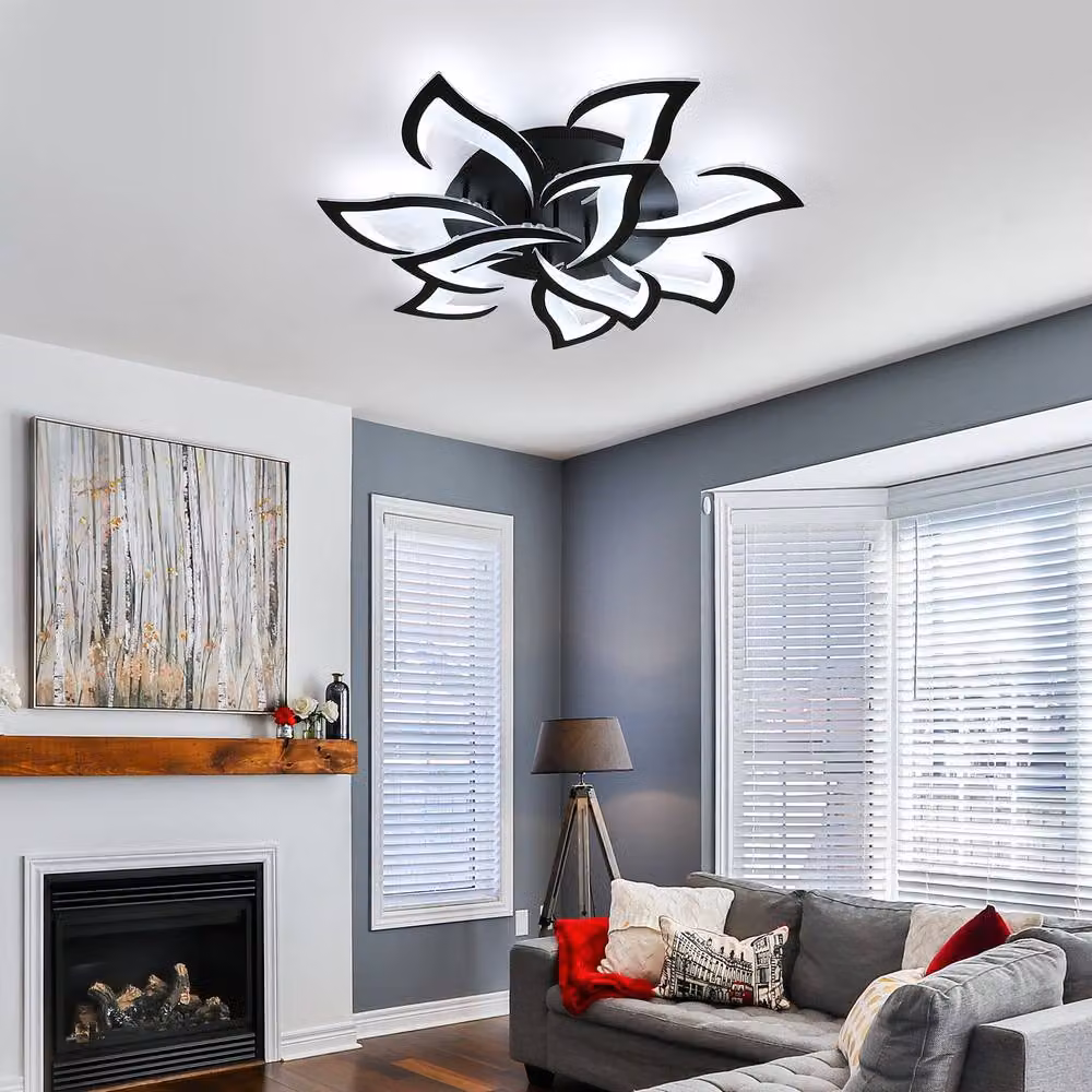 Goeco Modern LED Ceiling Light in Black with Remote Control, App Control and Timer for Bedroom – 3
