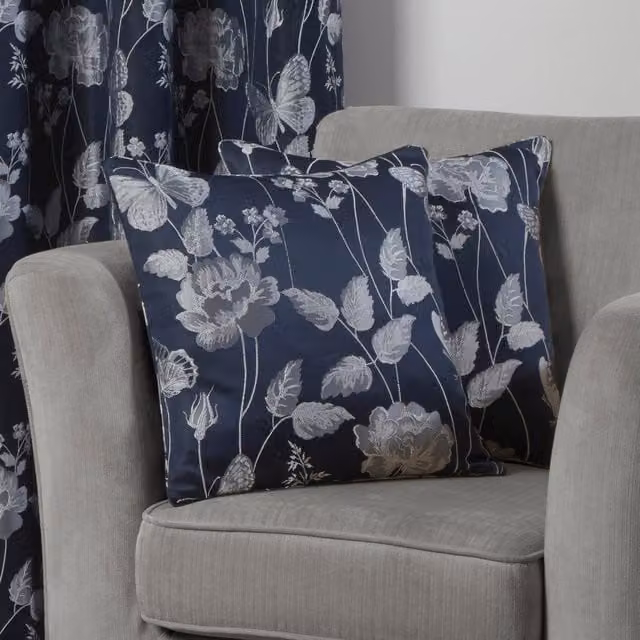 NewEdgeBlinds Modern Floral Square Cushion Cover in Blue