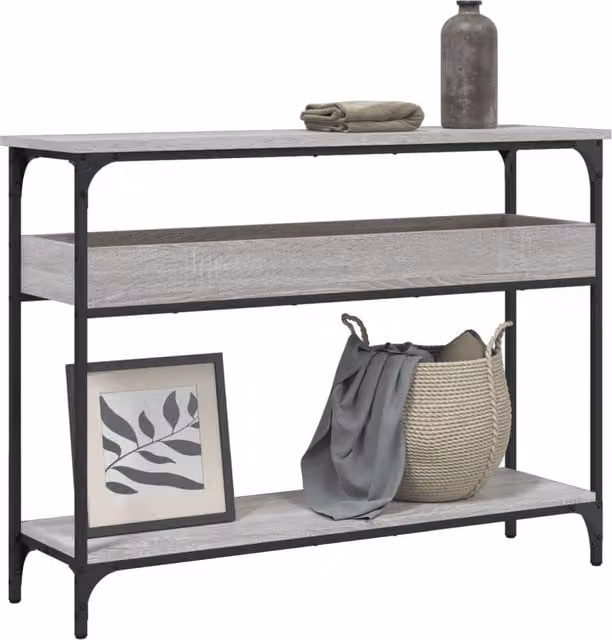 Berkfield Home Console Table with Shelf, Grey Sonoma, W/D/H: 100 x 29 x 75 cm