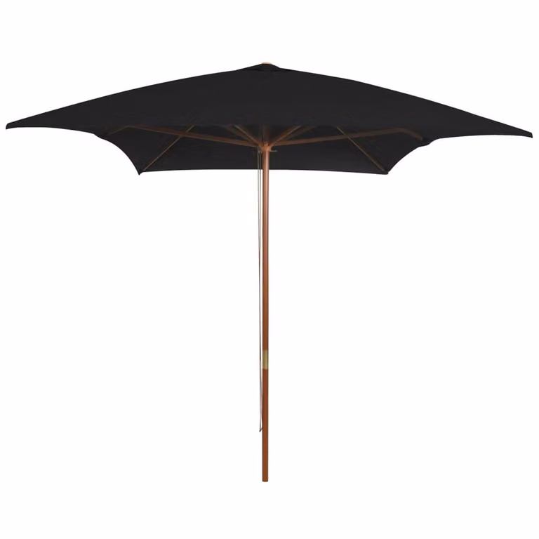Berkfield Home Outdoor Parasol with Wooden Pole, Black, W: 300 cm, D: 200 cm