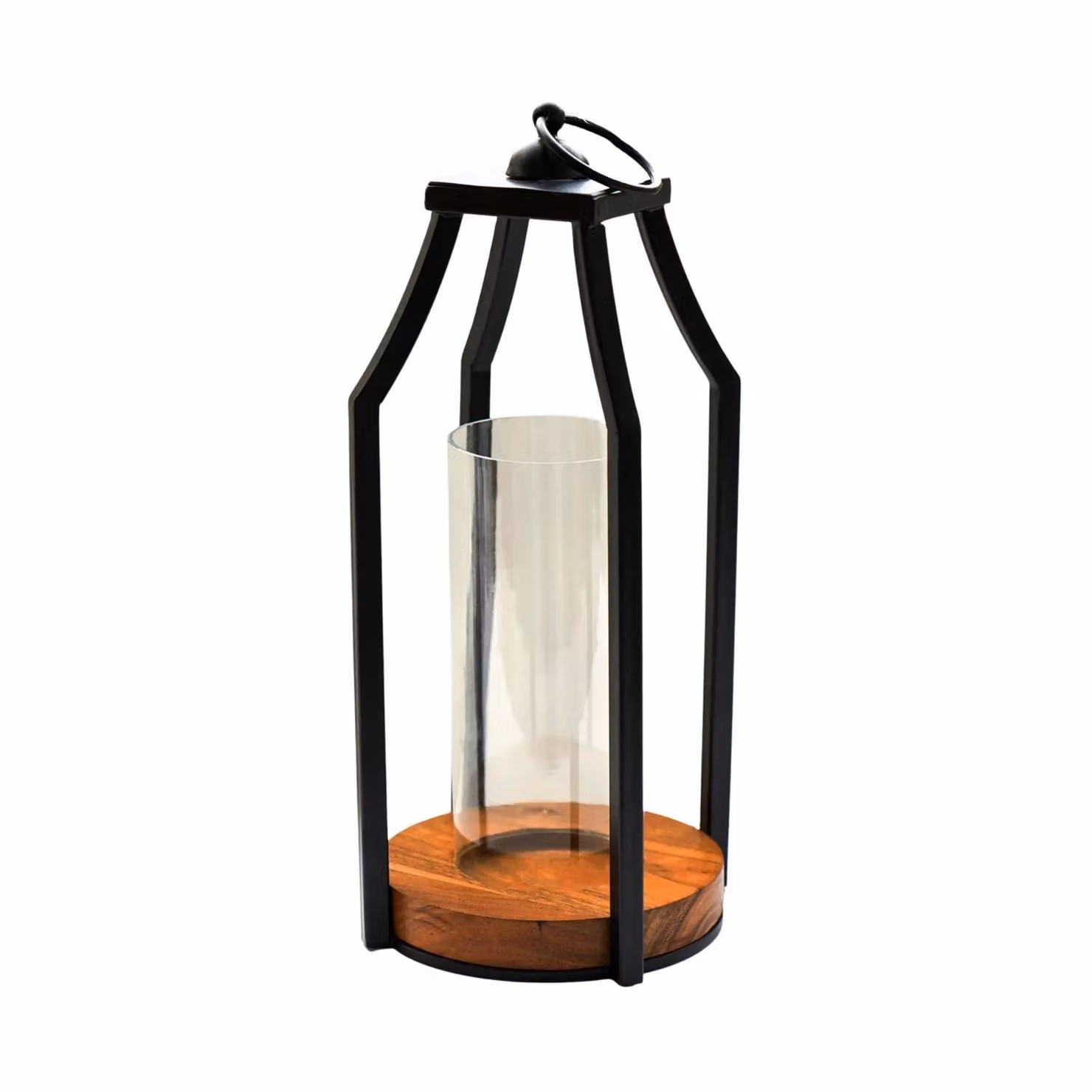 Ivyline Felicity Circular Base Tabletop Lantern in Black Acacia Wood and Metal, H44 x W20 cm – 2