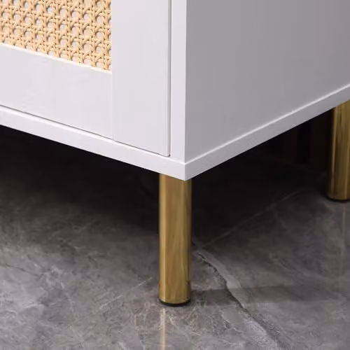 Moderna Chest of Drawers with Rattan Fronts and Gold Accents, White, W/D/H: 80 x 40 x 77 cm – 5