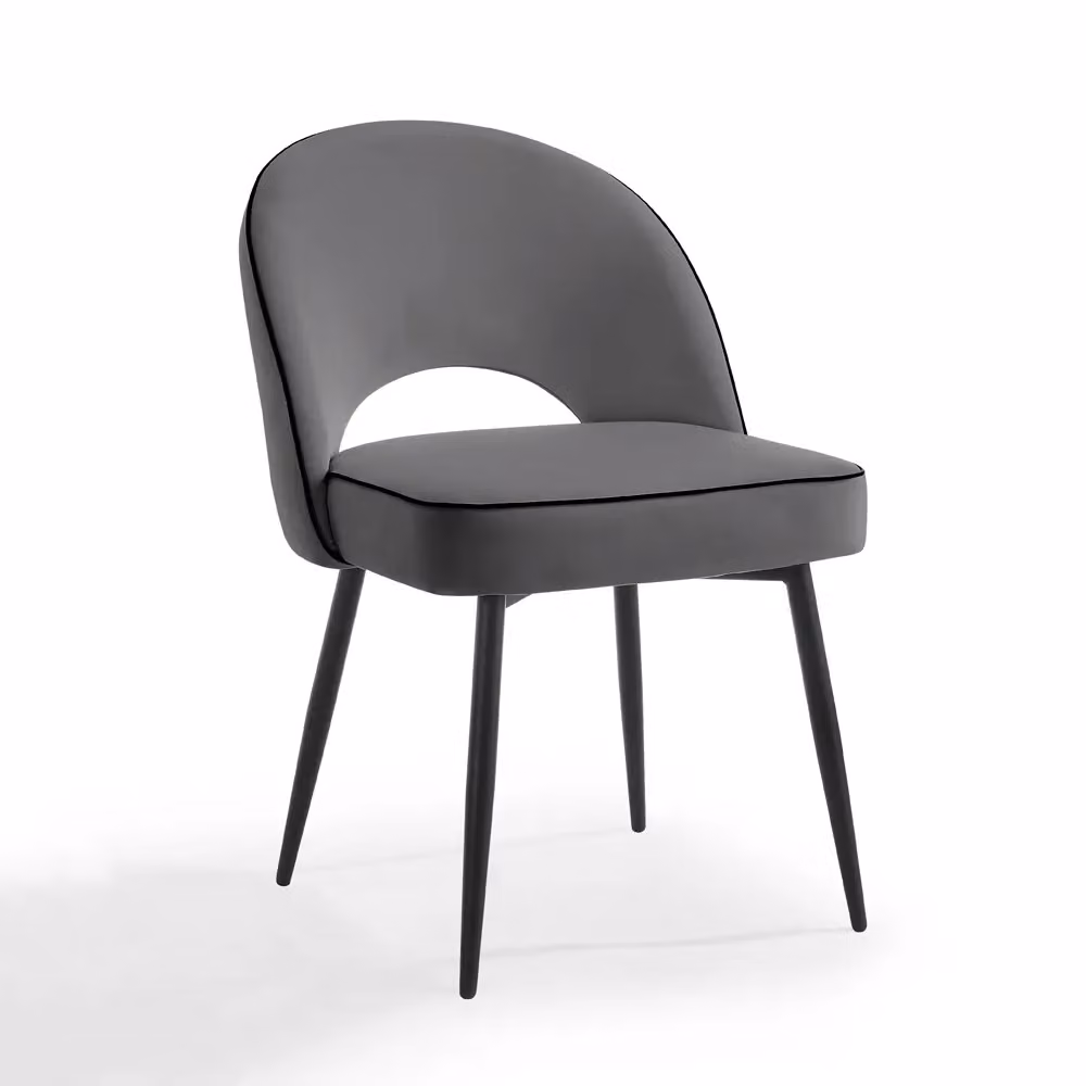 Home Detail Tilly Velvet Dining Chair Set of 2, Ivory and Grey – 2