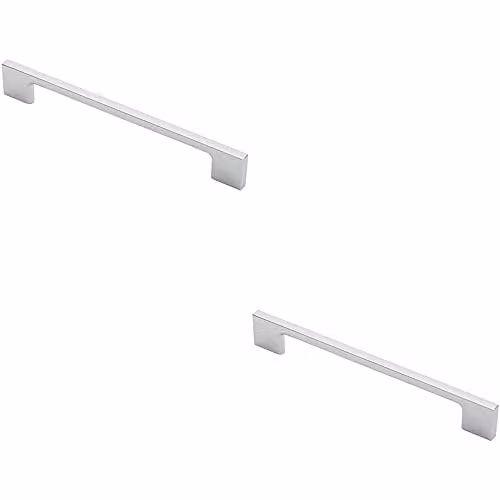 Loops 2 Pack Slim D-Shape Bow Pull Handles in Polished Chrome, 190 x 7 mm with 160 mm Fixing Centres