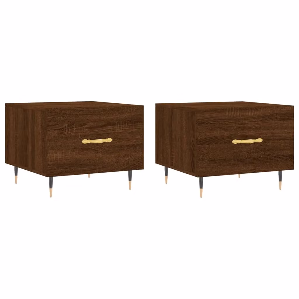 Berkfield Home Set of 2 Square Coffee Tables in Brown Oak, W/D/H: 50 x 50 x 40 cm – 2