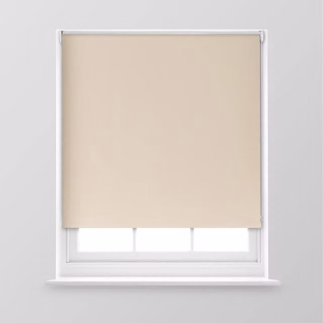 A.Unique Home Premium Trimmable Thermal Blackout Roller Window Blind, Cream, W: 120 cm, H: 170 cm