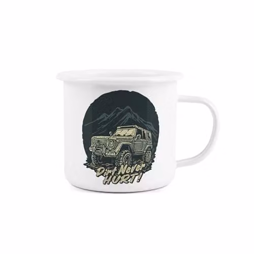 Purely Home Dirt Never Hurt Enamel Mug in White or Black, 500 ml