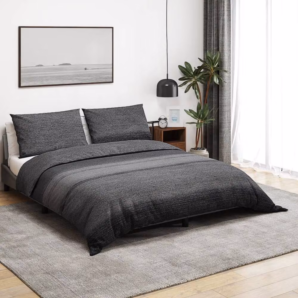 Berkfield Home Grey Cotton Duvet Cover and Pillowcase Set, W: 260 cm, D: 220 cm – 2