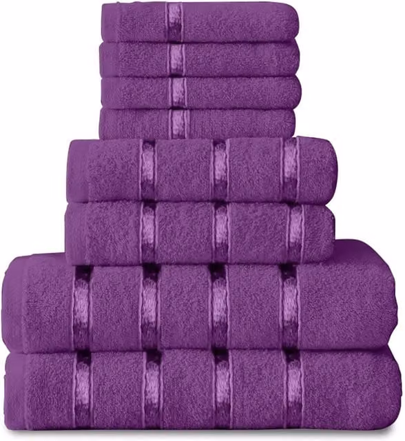 Gaveno Cavailia 8 Piece Cotton Towel Set, Aubergine, 450 GSM – 1