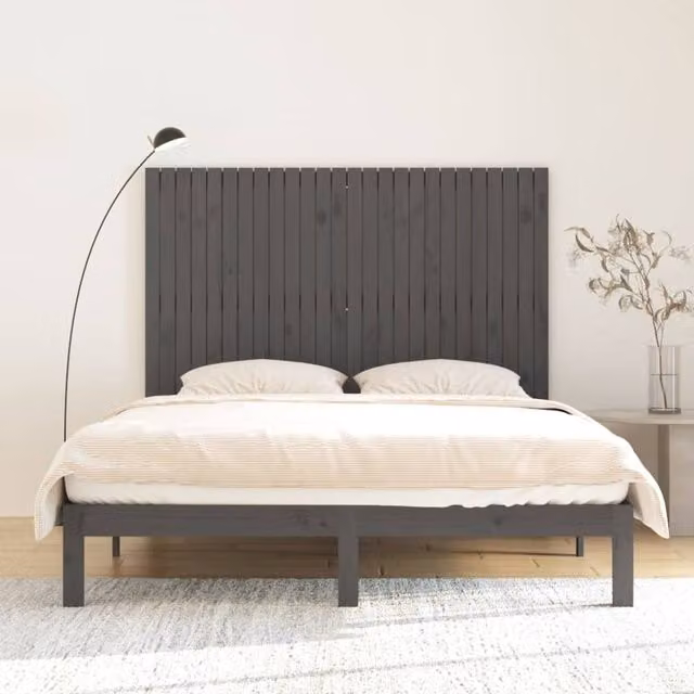 Berkfield Home Grey Solid Wood Pine Wall Headboard, W: 166 cm, D: 3 cm, H: 110 cm – 1