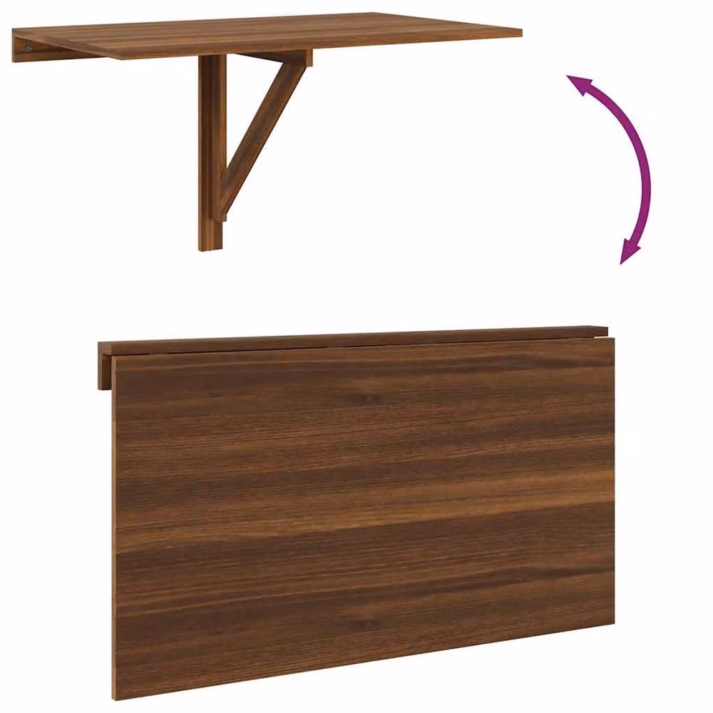 Berkfield Home Durable Folding Wall Table in Brown Oak, W/D/H: 100 x 60 x 56 cm – 5