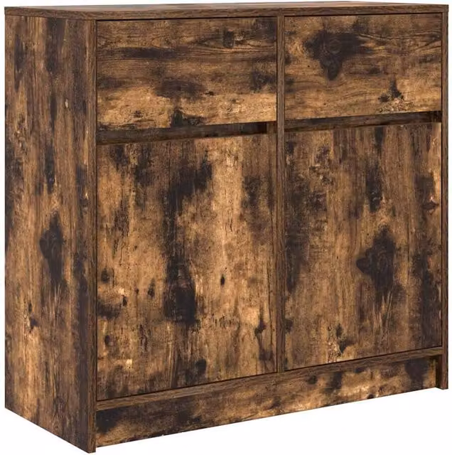 Berkfield Home Smoked Oak Sideboard with Drawer in Brown, W/D/H: 80 x 34 x 76 cm
