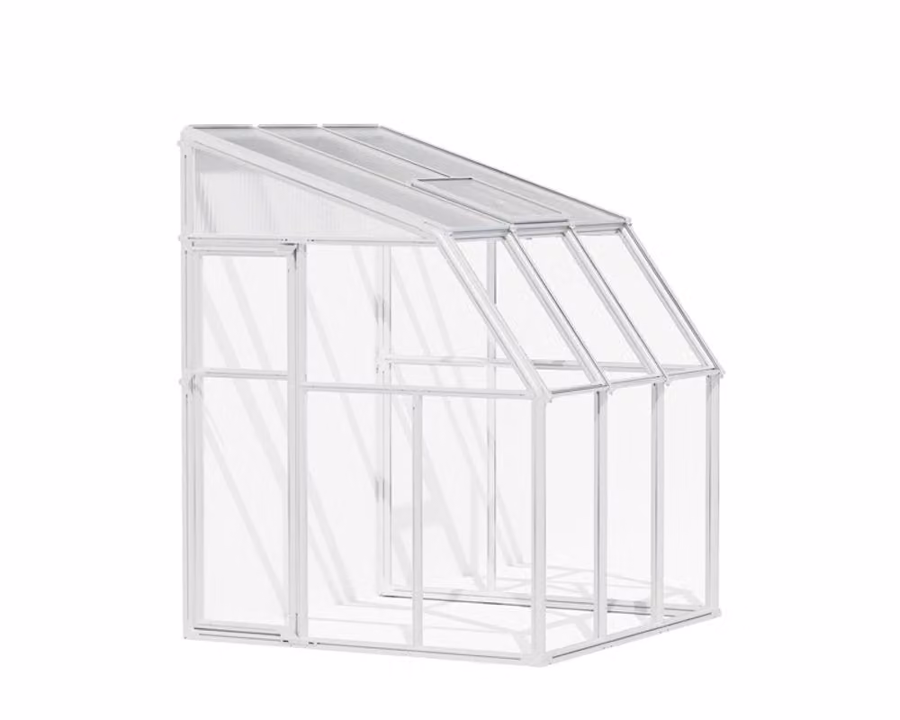 Palram Lean To Greenhouse Sun Room in White, W: 200.5 cm, D: 200 cm, H: 247 cm – 1