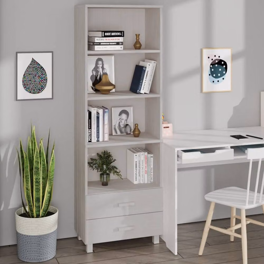 Berkfield Home HAMAR Highboard in White Solid Wood Pine, W/D/H: 60 x 35 x 180 cm – 2