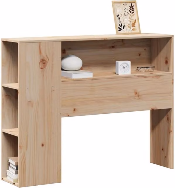 Berkfield Home Rustic Solid Wood Pine Headboard with Integrated Nightstands and Shelf in Natural Brown, Width: 75 cm – 1