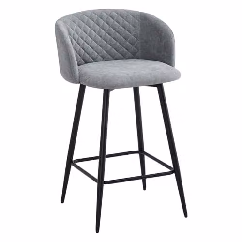 FWStyle Amara Set of 2 Grey Fabric Swivel Dining Chairs with Black Metal Legs
