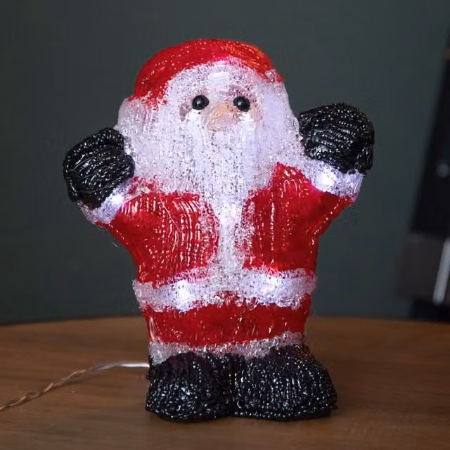 Samuel Alexander Red Light Up Christmas Ice Santa with 12 Cool White LEDs, 16 cm