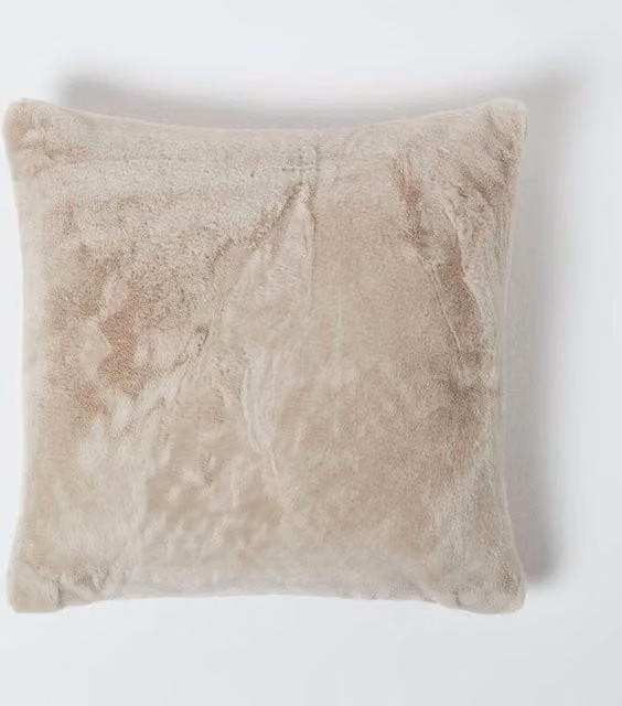 Homescapes Soft Touch Microfibre Velvet Square Cushion, W/D/H: 46 x 46 x 46 cm, Beige/Brown
