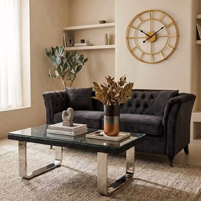 Fifty Five South Kerala Black Rectangular Live Edge Coffee Table with Sled Base – 1
