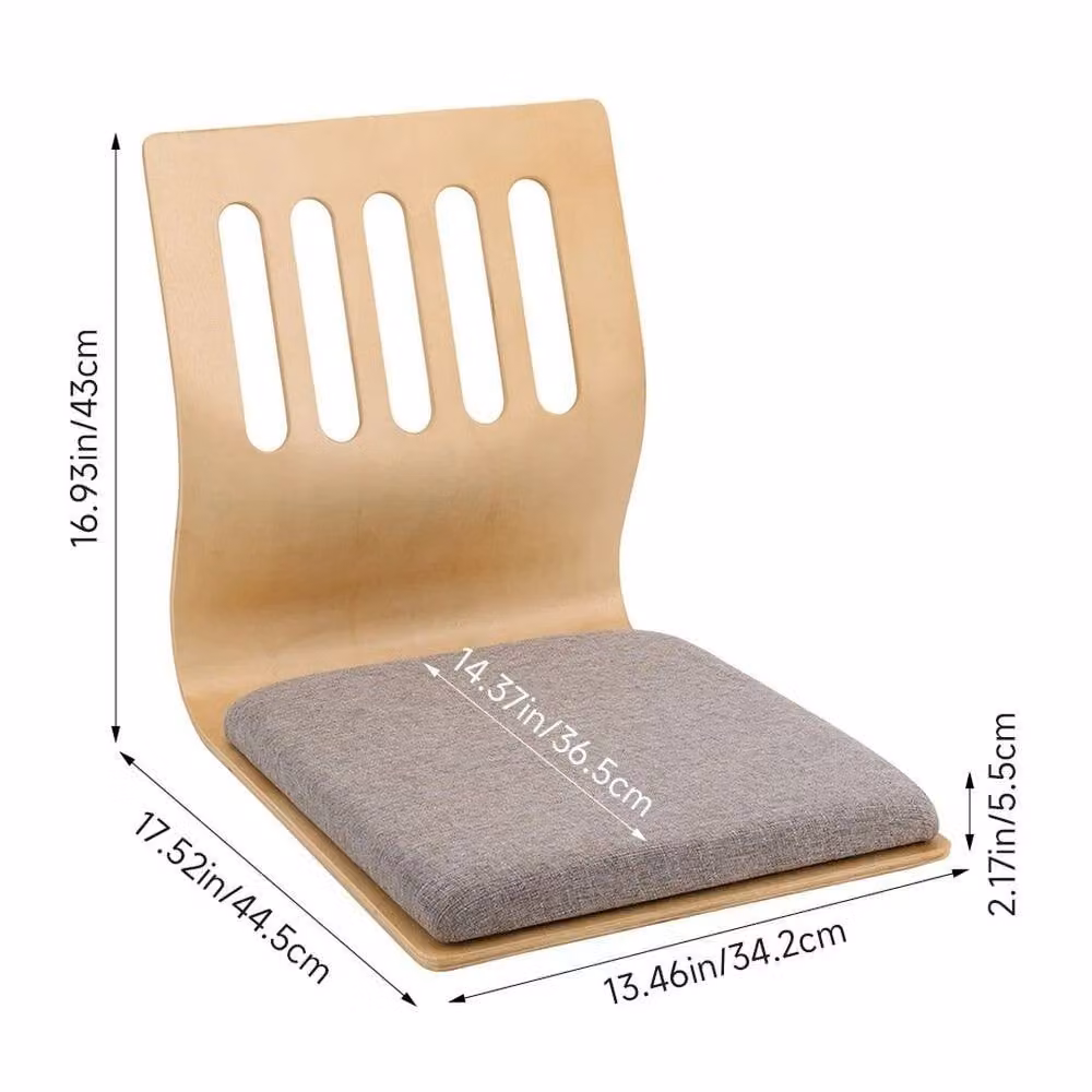 KORVIXA Beige Yoga and Lazy Leisure Legless Chairs with Upholstered Wood Frame, W/D/H: 100 x 100 x 100 cm – 2