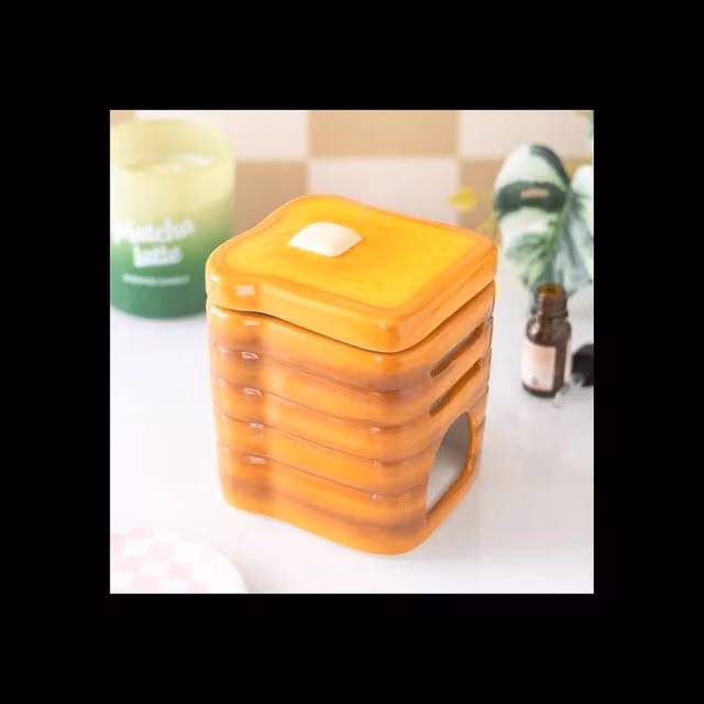 KDMD Toast Stack Ceramic Wax and Oil Warmer Tealight Burner in Orange