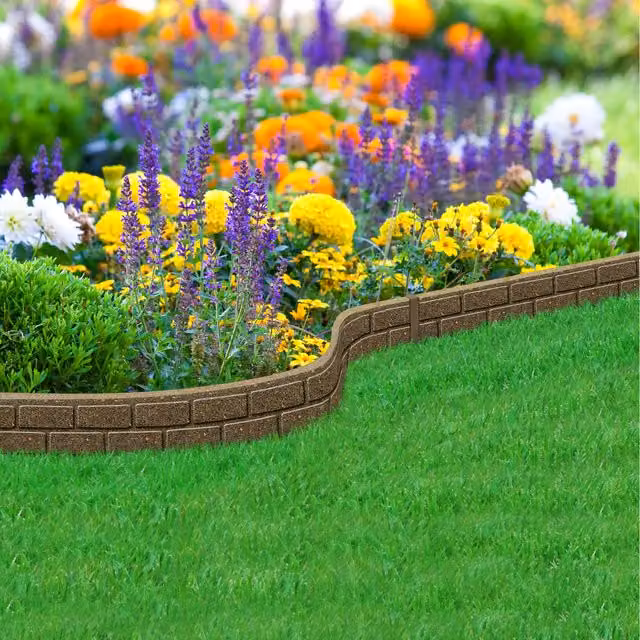 Nicoman Rubber Brick Effect Garden Border in Brown