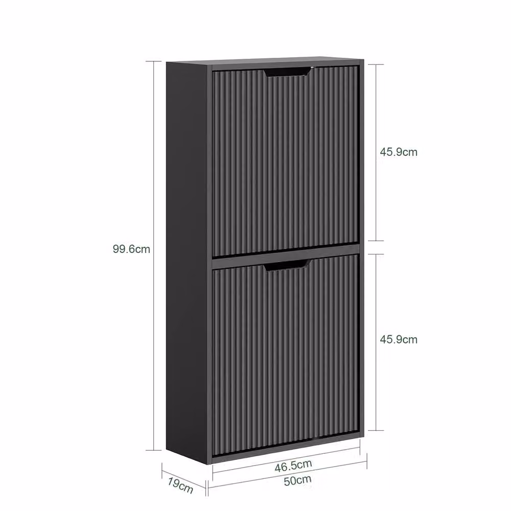 SoBuy Modern Black Matt Wall Mounted Shoe Cabinet with Tilting Compartments and Internal Shelves – 3