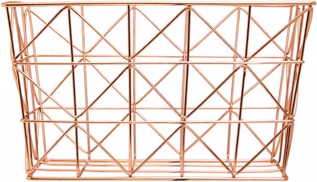 Orsina Zigzag Wire Basket in Gold Copper Finish, W/D/H: 28.0 x 17.0 x 17.0 cm