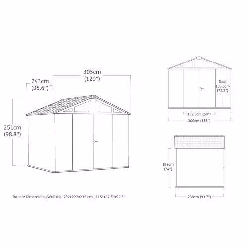 Keter Stronghold 10x8 Garden Shed in Grey with Steel-Reinforced Evotech Resin, Double Doors and Windows – 2