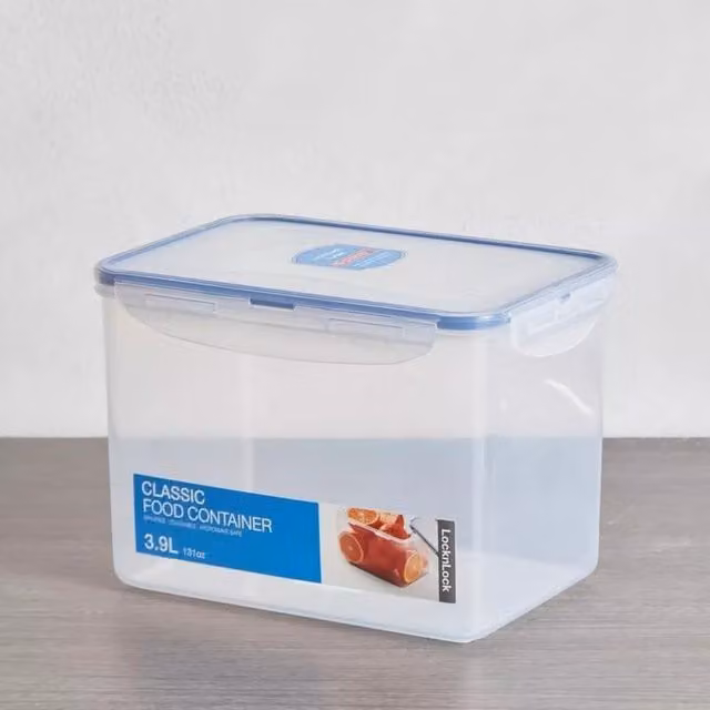 LocknLock Classic Rectangular Food Storage Container, 3.9 l, Transparent