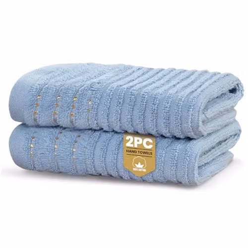 Rapport Home Linear Striped 2-Pack Cotton Hand Towels in Blue, 50 x 85 cm – 3