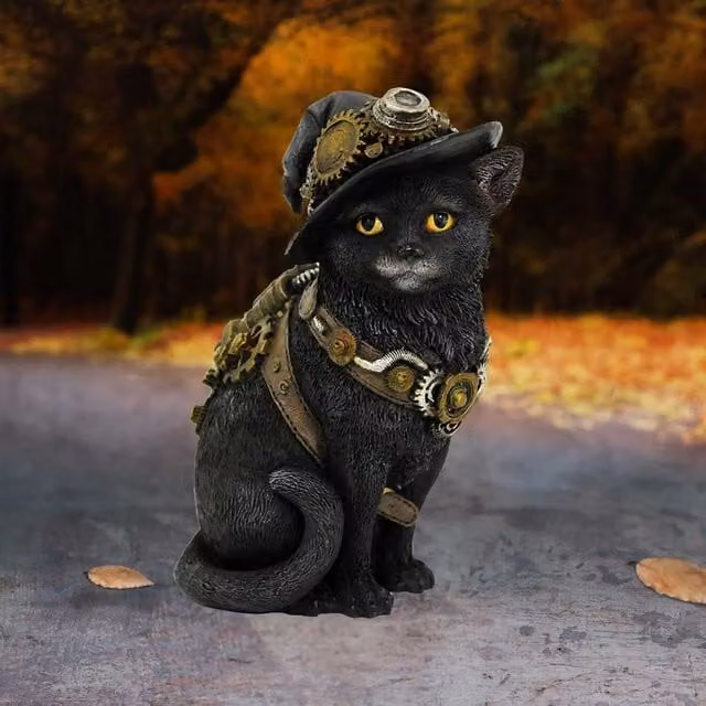Nemesis Now Clockwork Kitty Steampunk Cat Figurine in Black and Brown, Height: 16.5 cm