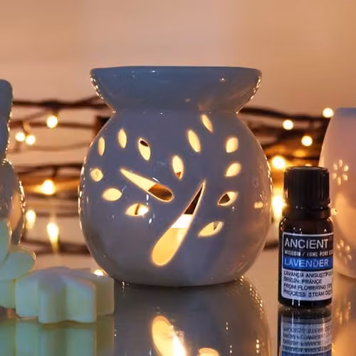 Ancient Wisdom KDMD Classic White Ceramic Tealight Oil Burner – 2