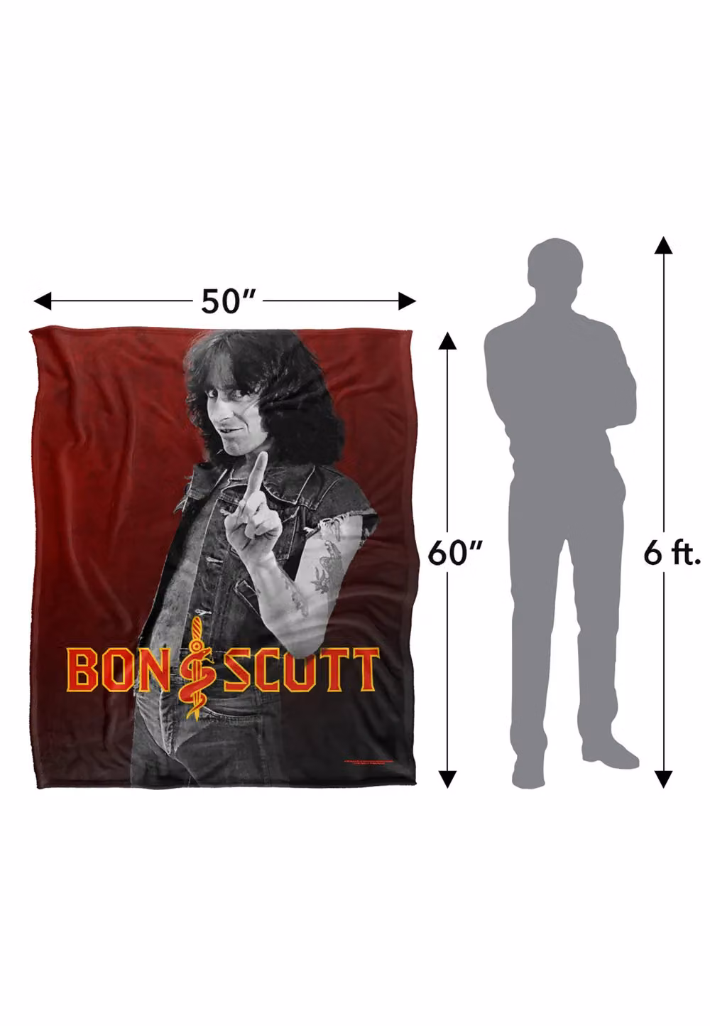 Bon Scott Snake Logo Silky Touch Super Soft Fleece Throw Blanket in White, W/D/H: 152 x 127 cm – 8