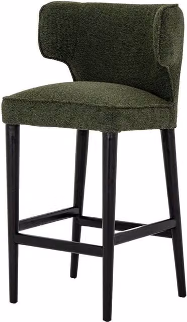 Lemon Pavilion Avia Moss Barstool in Green with Wood and Metal Frame, W: 61 cm, D: 61 cm, H: 105 cm – 1