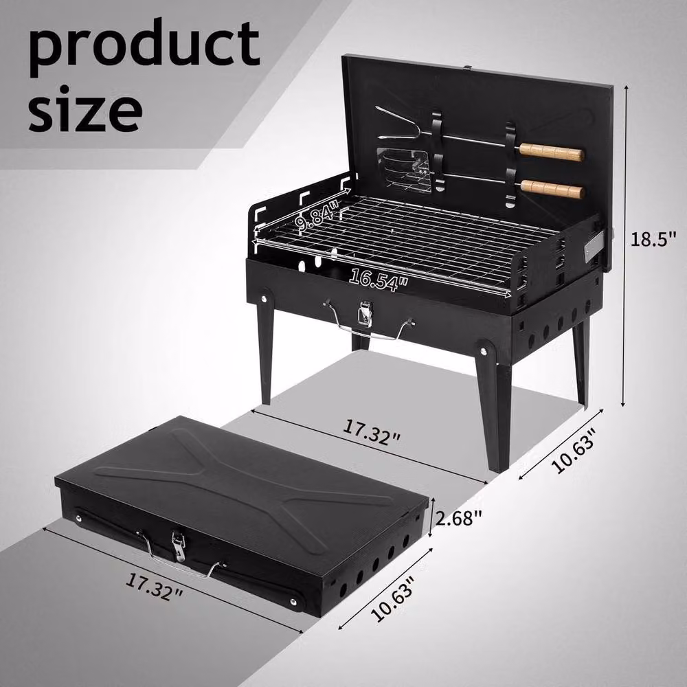 Kelvenix Portable Folding Tabletop Charcoal BBQ Barbecue Grill in Black, Width: 100 cm – 2
